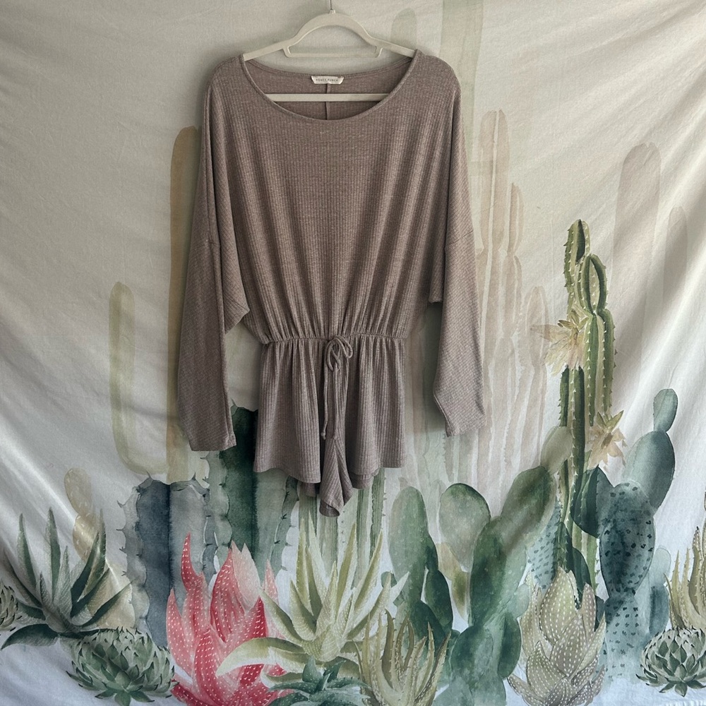 Honey Punch Taupe Romper